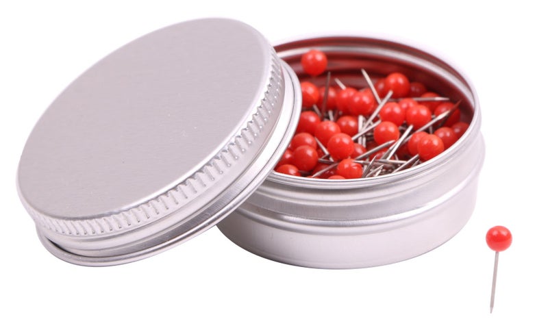 PTC Office 1/8 Inch Small Round Head Map Tacks Pins for Home Office Use and DIY Craft Project (Red, 100PCS) - Image 1